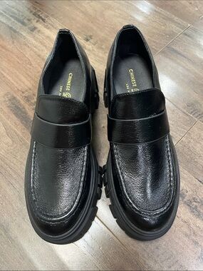 Chinese Laundry Black Lug Sole Penny Loafers